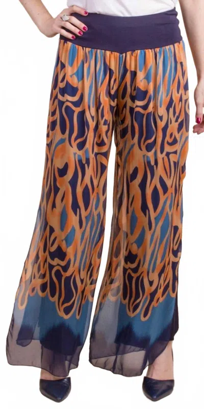 Gigi Moda Jasmin Turbinio Slit Pant In Navy In Multi