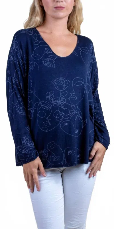 Gigi Moda La Faccia Top In Navy In Blue
