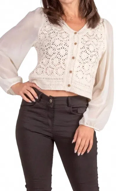 Gigi Moda La Grazia Crochet Cardigan In Beige In Neutral