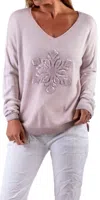 Gigi Moda La Neve Knit V-neck Sweater In Pink In Pink