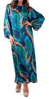 Gigi Moda La Onda Maxi Dress In Teal/olive In Multi
