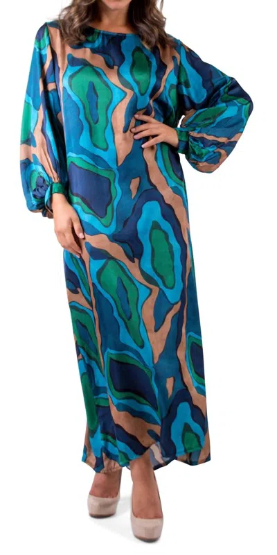 Gigi Moda La Onda Maxi Dress In Teal/olive In Multi