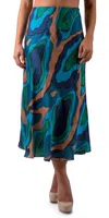 Gigi Moda La Onda Midi Skirt In Teal In Blue
