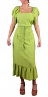 Gigi Moda Latera Midi Dress In Lime In Green