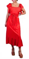 Gigi Moda Latera Midi Dress In Red In Red