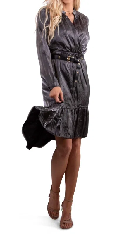 Gigi Moda Leah V-neck Midi Dress In Charcoal In Multi
