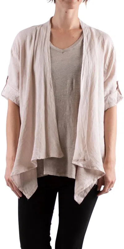 Gigi Moda Leggera Open Front Jacket In Beige In Pink