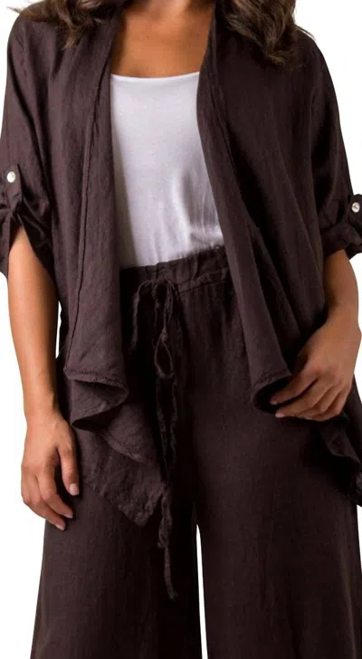 Gigi Moda Leggera Open Front Jacket In Chocolate In Brown