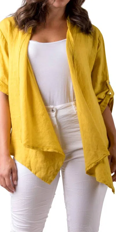Gigi Moda Leggera Open Front Jacket In Mustard In Yellow
