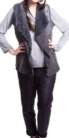 Gigi Moda Leneva Sleeveless Zip-up Jacket In Gray In Gray