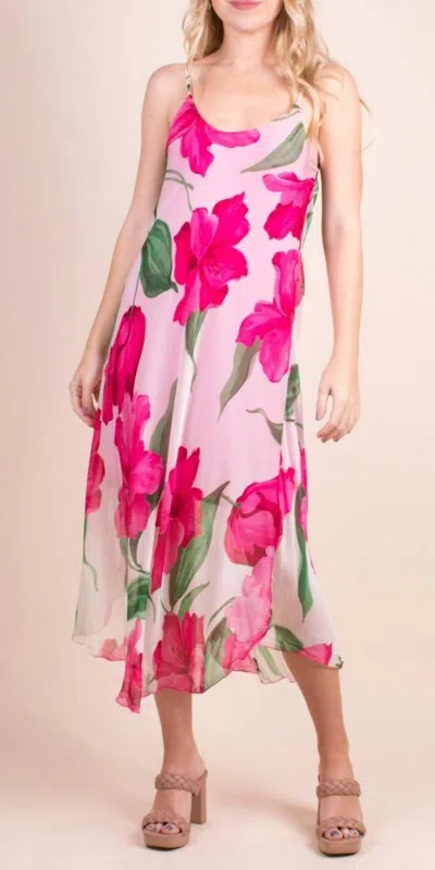 Gigi Moda Lily Miele Midi Dress In Hot Pink In Multi