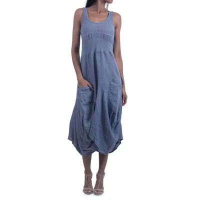 Gigi Moda Linen Sleeveless Dress In Blue
