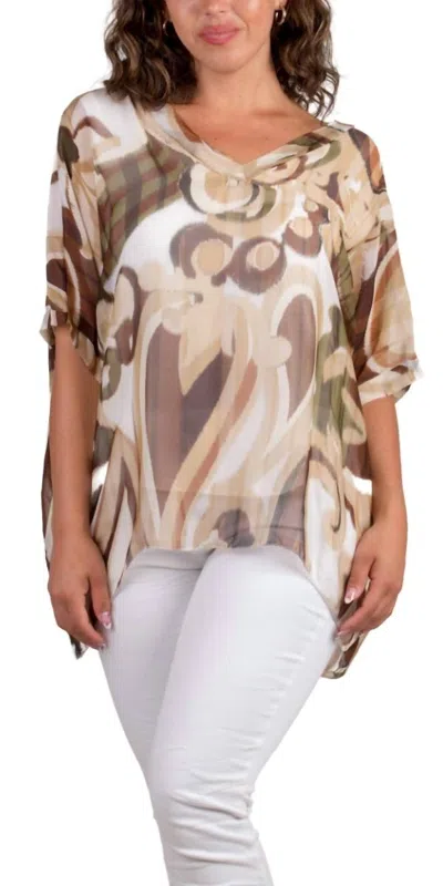 Gigi Moda Lizane Swirl Print Blouse In Beige In Neutral