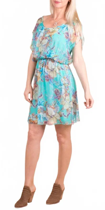 Gigi Moda Lodi Floral Silk Mini Dress In Mint In Blue