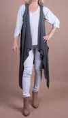 Gigi Moda Long Sleeveless Cardigan In Black In Black