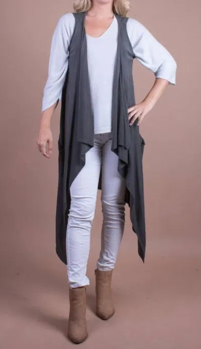 Gigi Moda Long Sleeveless Cardigan In Black
