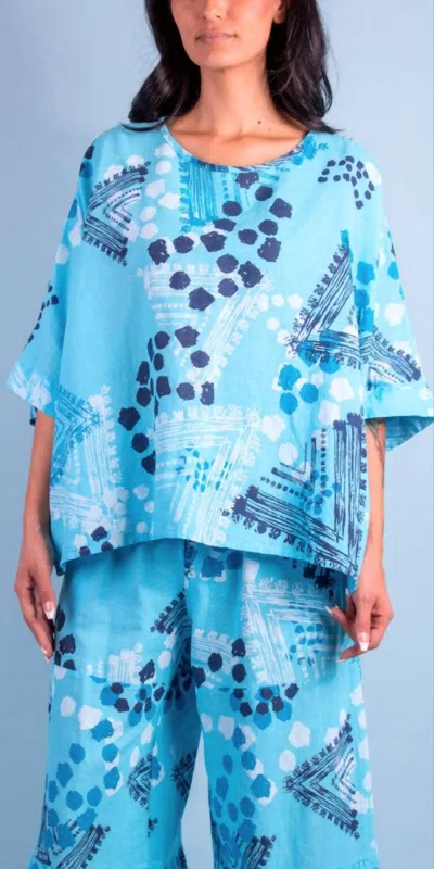 Gigi Moda Lucy Tribale Blouse In Turquoise In Blue