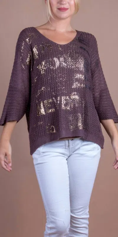 Gigi Moda Lustro Knit Sweater In Chocolate In Purple