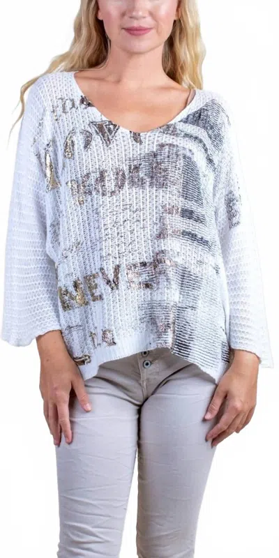Gigi Moda Lustro Knit Sweater In White In Blue