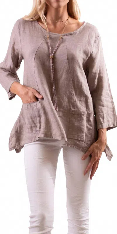Gigi Moda Maira Linen Scoop Neck Top In Sand In Pink