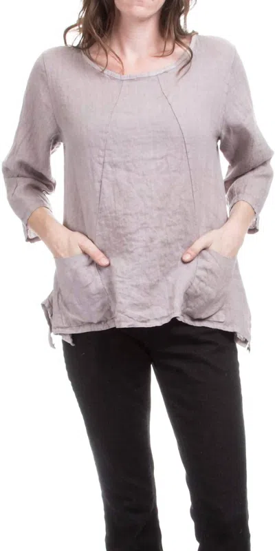 Gigi Moda Maira Linen Tunic Top In Taupe In Purple