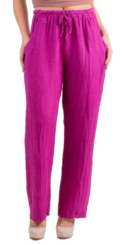 Gigi Moda Marca Linen Pants In Magenta In Pink