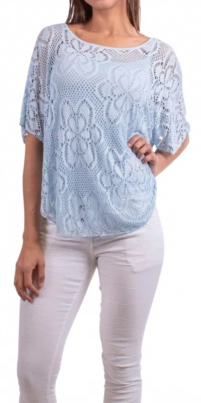 Gigi Moda Maria Flora Lace Top In Baby Blue