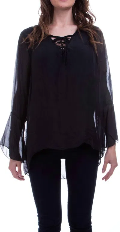 Gigi Moda Mariam Boho Long Sleeve Blouse In Black
