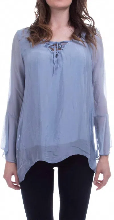 Gigi Moda Mariam Boho Long Sleeve Blouse In Blue
