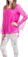 Gigi Moda Mariam Boho Long Sleeve Blouse In Hot Pink In Pink