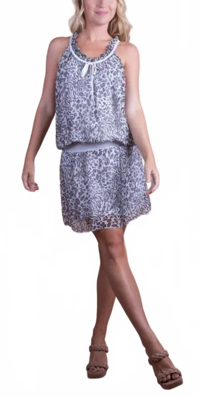 Gigi Moda Mariola Safari Print Mini Dress In White In Gray