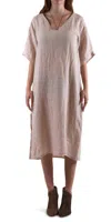 Gigi Moda Matera Linen Midi Dress In Beige In Neutral