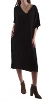Gigi Moda Matera Linen Midi Dress In Black In Black