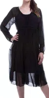 Gigi Moda Medina Long Sleeve Midi Dress In Black In Black