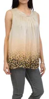 Gigi Moda Micaela Leopard Sleeveless Silk Top In Cream In Brown