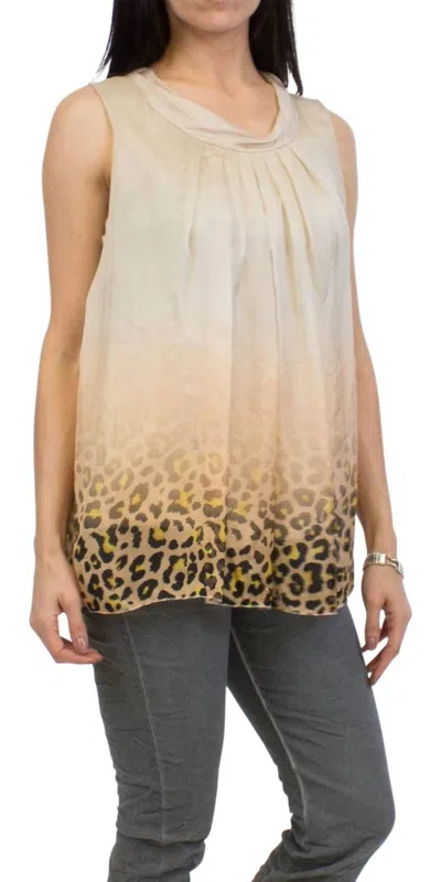 Gigi Moda Micaela Leopard Sleeveless Silk Top In Cream In Brown