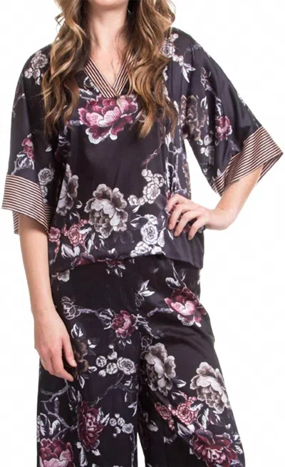 Gigi Moda Midnight Blossom Blouse In Black