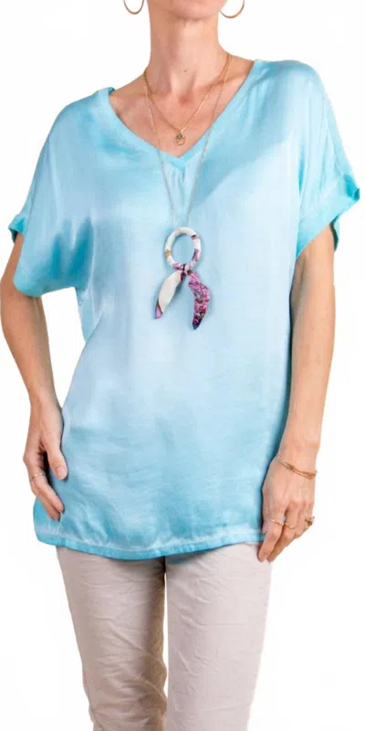 Gigi Moda Mirabella V-neck Top In Turquoise In Blue