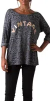 Gigi Moda Mista Top In Charcoal In Gray