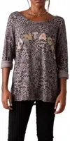 Gigi Moda Mista Top In Chocolate In Gold