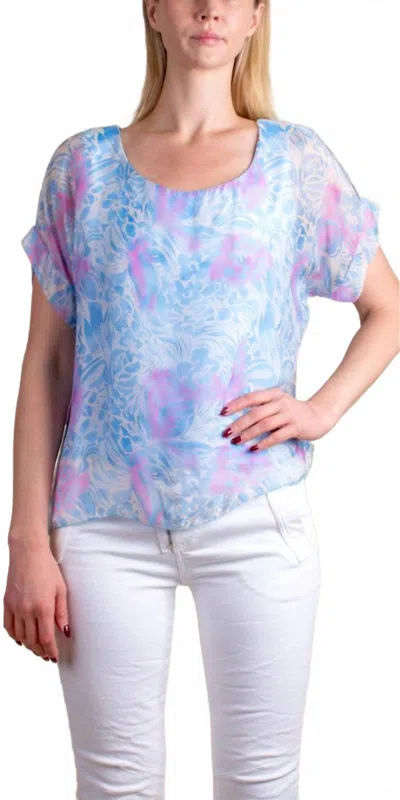 Gigi Moda Monica Tropical Print Silk Kaftan In Baby Blue In Purple