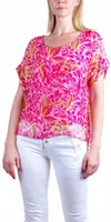 Gigi Moda Monica Tropical Print Silk Kaftan In Hot Pink In Pink