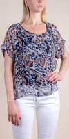 Gigi Moda Monica Tropical Print Silk Kaftan In Navy In Multi
