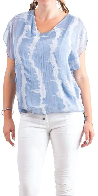 Gigi Moda Natacha Short Sleeve Tie Dye Top In Blue