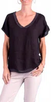 Gigi Moda Nico Linen Top In Black In Black