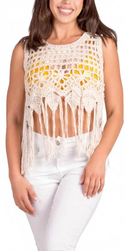 Gigi Moda Nikki Crochet Tank In Beige In Multi