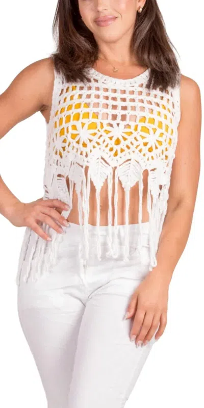 Gigi Moda Nikki Crochet Tank In Beige In Multi