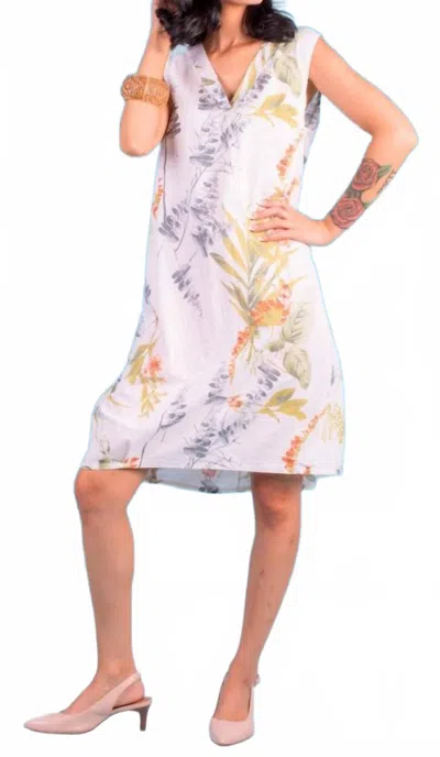 Gigi Moda Ninfa Linen Mini Dress In White In Multi