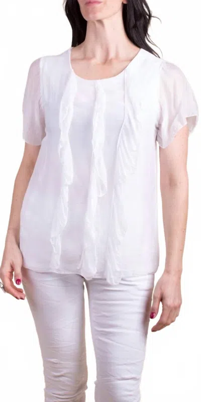 Gigi Moda Nizza Short Sleeve Silk Top In White