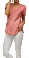 Gigi Moda Nola Satin Scoop Neck Tee In Rosewood In Pink